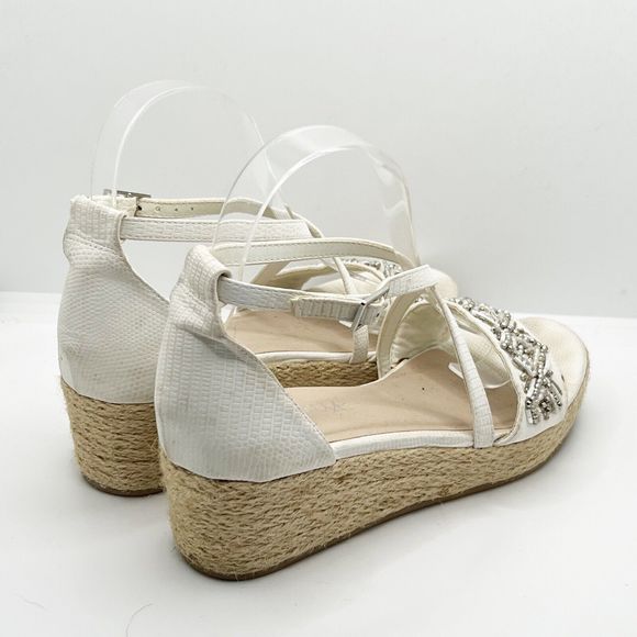 Next Cream Beaded Espadrille Wedge Strappy Sandals UK Size 4 - Picture 7 of 8